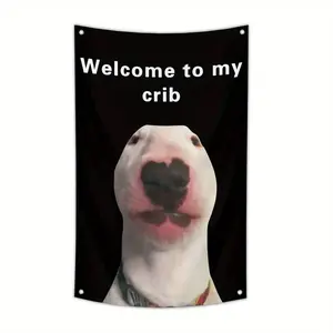 Welcome To My Crib Flag, 1 Count Funny Flag for Room, Durable Wall Flag with Brass Grommets for College Dorm Room Decor, Banners, Home Bedroom Decor