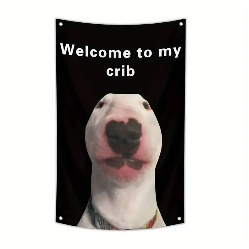 Funny Welcome To My Crib Wall Banner (1 Count) - Durable with Brass Grommets, Cool Room Decor, Flags for Room, College Dorm & Home Bedroom Wall Hanging