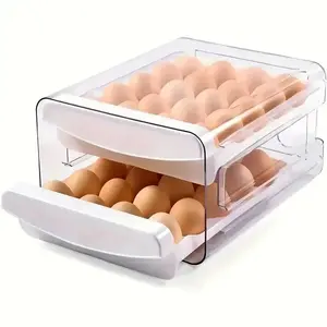 Refrigerator Egg Storage, Kitchen Countertop Egg Rack, Pet and PP Egg Container, 32 Eggs Dispenser, Dual Layer, 16 Eggs Per Layer