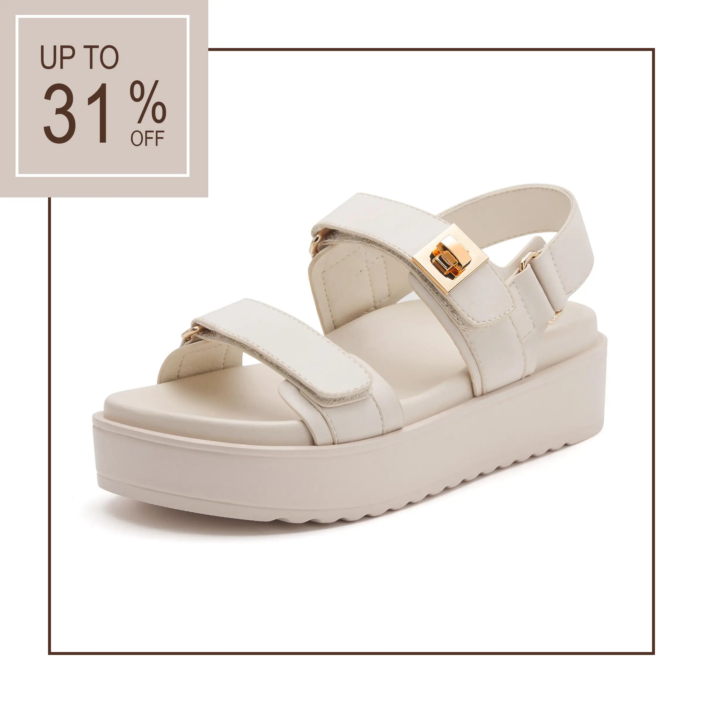 Womens Platform Sandals Double Straps Adjustable Slides with Soft Arch Support Slip On Casual Sandals