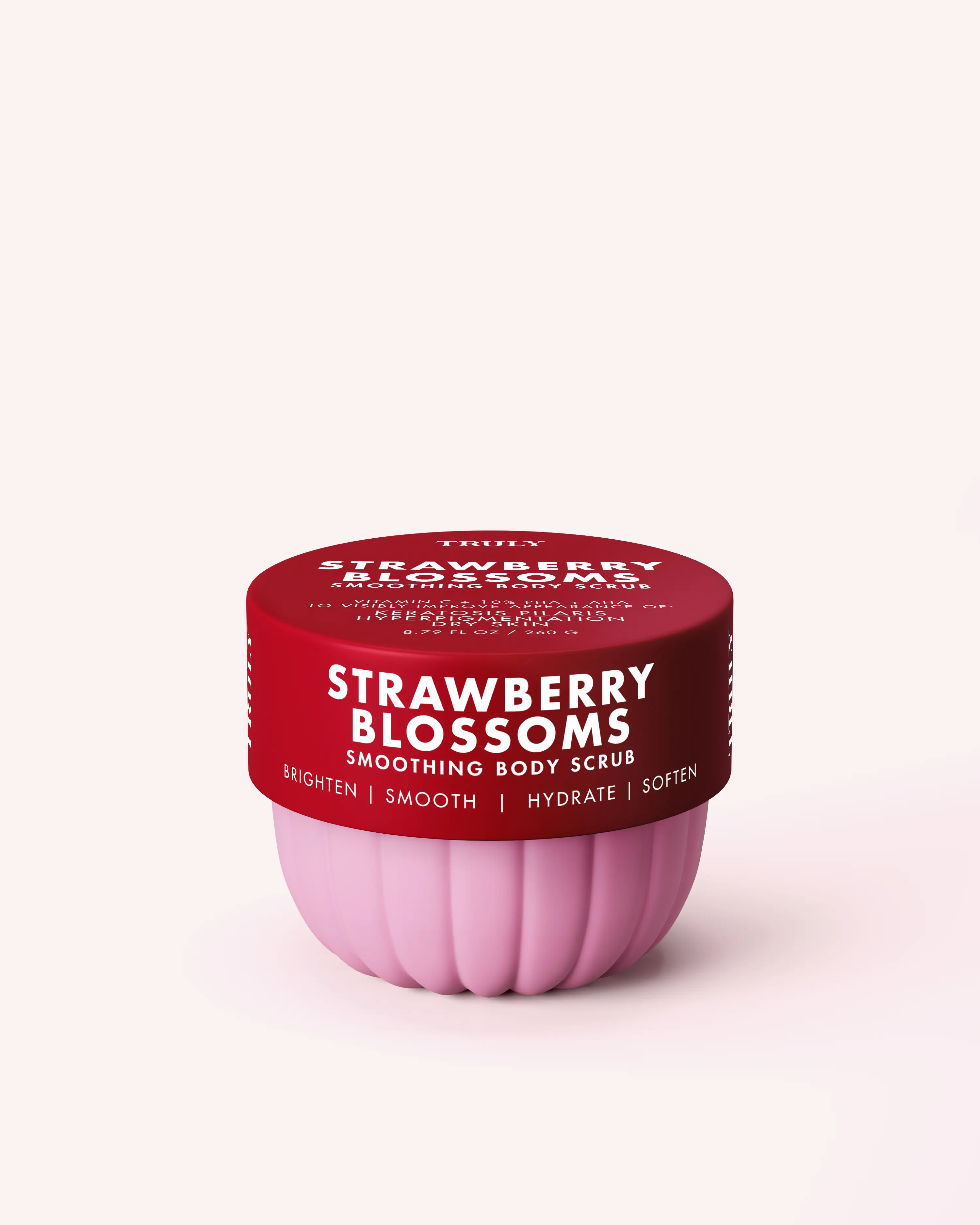 Strawberry Blossoms Exfoliating Body Scrub with Vitamin C + 10% PHA + AHA to Visibly Improve KP Bumps & Uneven Texture