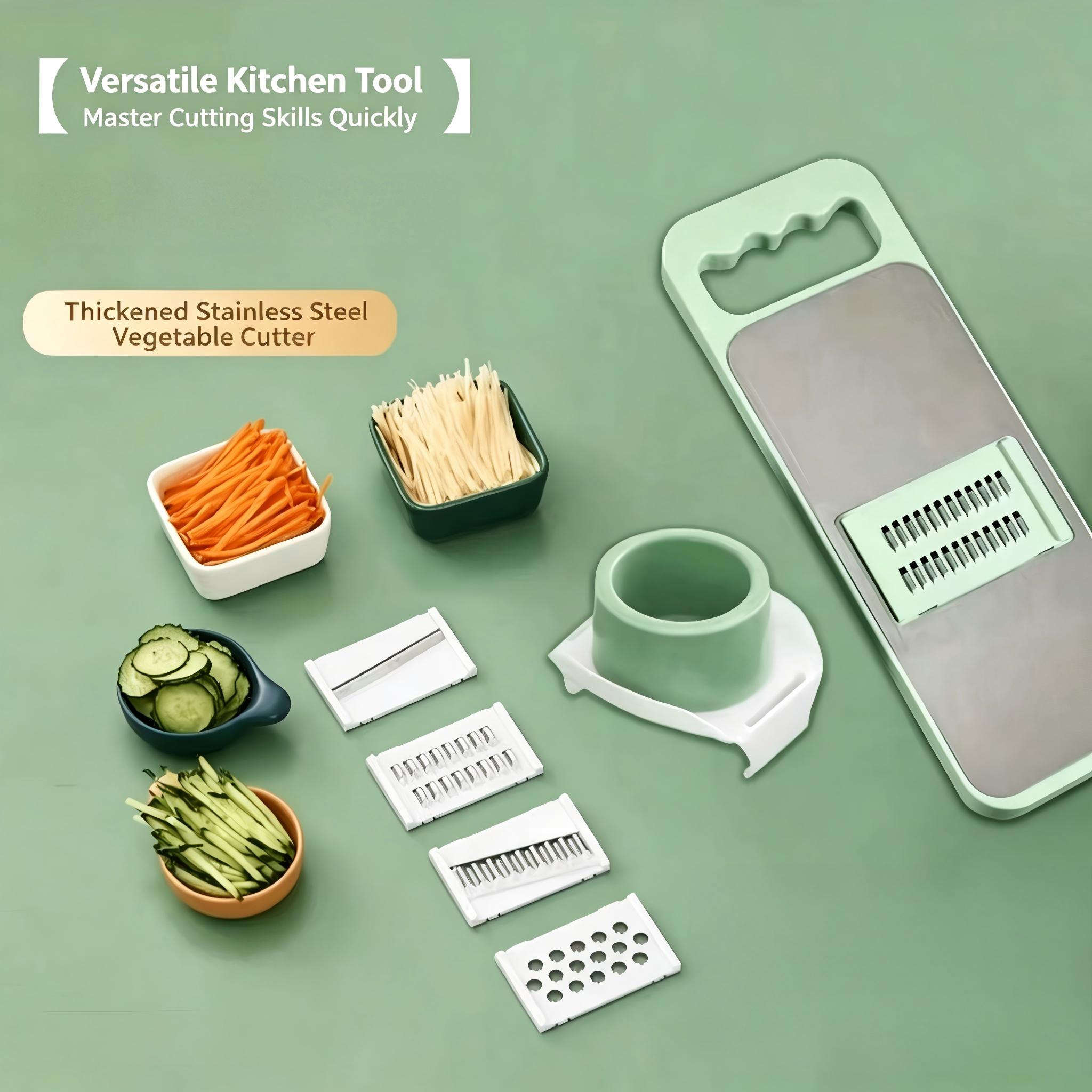 Multi-functional vegetable slicer with grater,adjustable stainless steel blades,comfortable handle,safety features,easy to clean,carrot grater,cabbage shredder,cucumber slicer, kitchen utensils