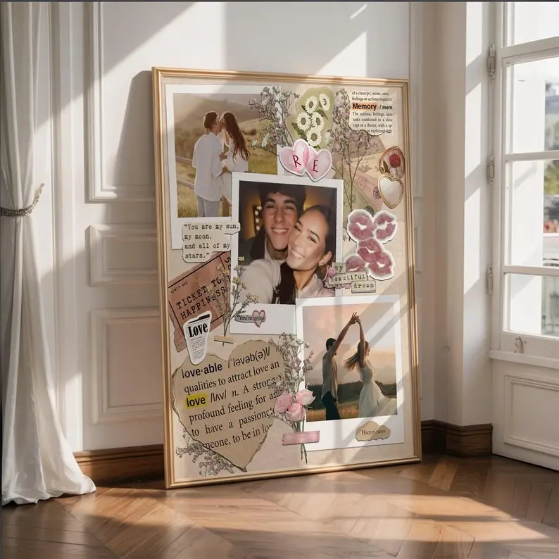 Personalized Photo Collage Valentine's Gift For Him, Custom Photo Collage Gift For Couple, Custom Couple Valentines Gift