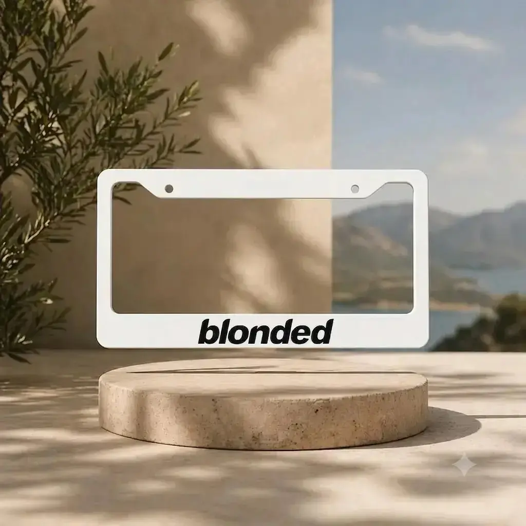 Blonded License Plate Frame Black Yellow, Minimalist Car Tag Frame, Streetwear Auto Accessory, Aluminum Vanity Plate Cover Gift