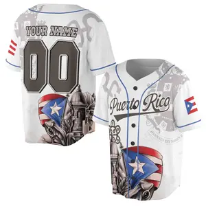 Personalized Puerto Rico Frog Flag Boricua Spirit Baseball Jersey Custom Name Number S-5XL