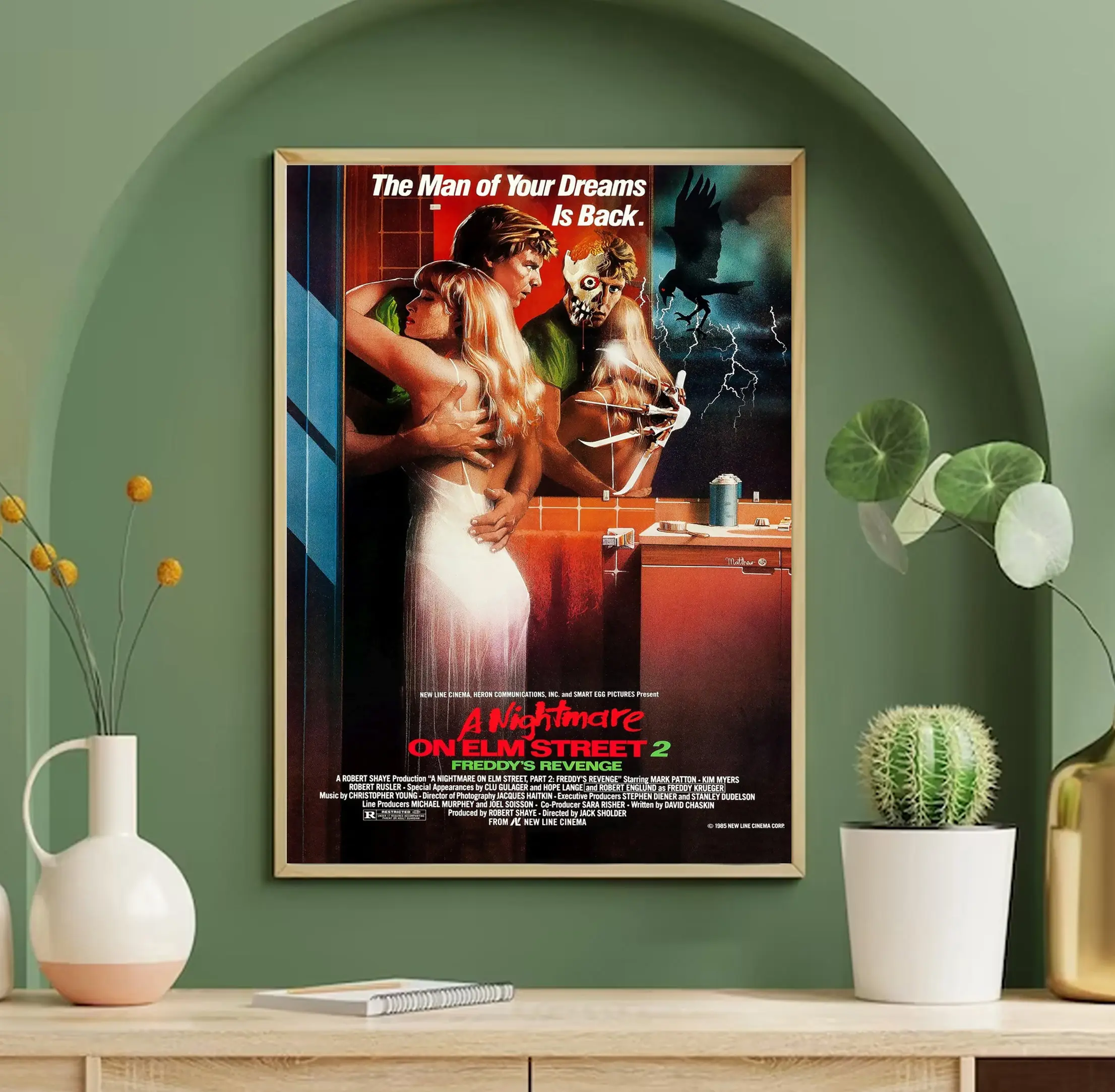A Nightmare On Elm Street 2 Movie Poster, Freddy's Revenge Vintage Poster, Jesse Walsh, Freddy Krueger, Halloween Horror Decor Unframed