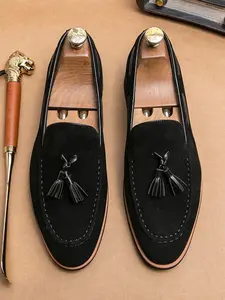 Men's Business Style Solid Color Tassel Decor Low Top Loafers, Fashionable Slip-on Shoes for Work Office, Male All-match Shoes for Daily Wear Footwear