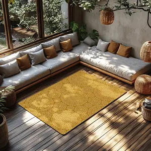 Mandala Flower Rug – Mustard Yellow Boho Decor