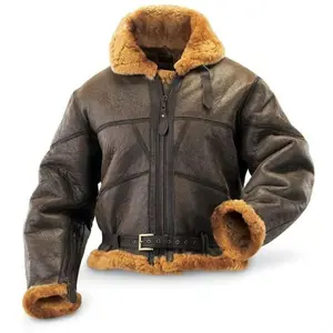 WW2 British Army Pilot RAF Royal Air Force Flight Jacket Leather Sheepskin