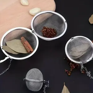 1pc  Tea Strainer Tea Cup Seasoning Balls Stainless steel tea ball tea filter tea infuser Marinade ball soup seasoning ball Tea balls with chains Tea Making Tool