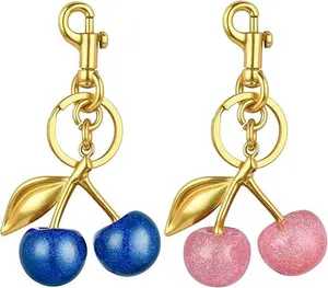 Cherry Bag Charm - Purse Charms Keychain- Car Cherry Accessories Bag Accessory keychians Gifts for Women Purses Bags Handbags Wallets Backpacks