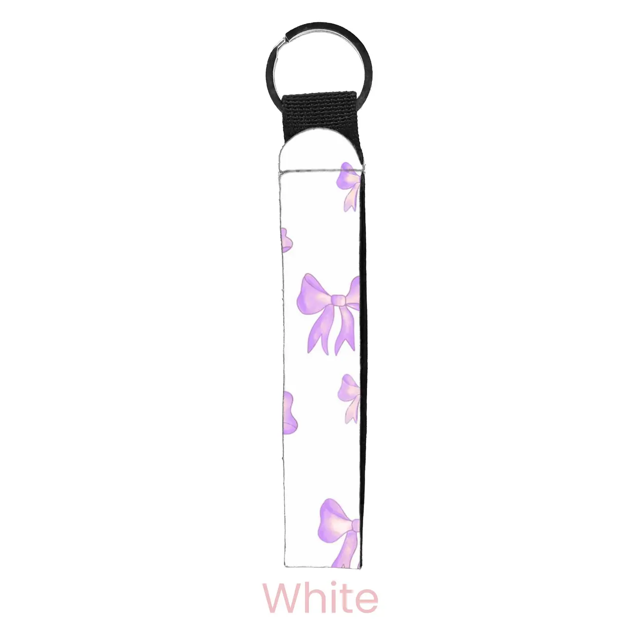 abbyrose Purple Bows Wristlet Key Chain White