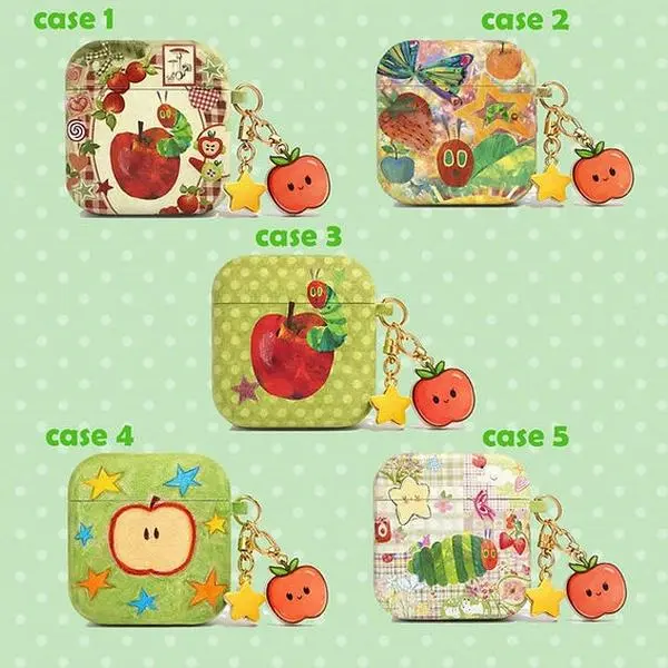 Apples Twee Airpod Case Collection, Retro Patchwork Green Vintage Apples & Fruit