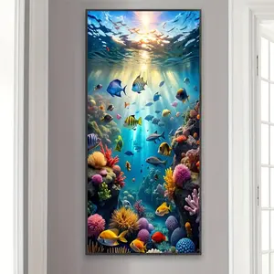 Ocean Scene Pattern DIY Diamond Arts Colorful Painting Kit without Frame, DIY 5D Diamond Arts Colorful Painting Kit, Wall Art Decor for Home Living Room Bedroom, Diamond Painting Kits
