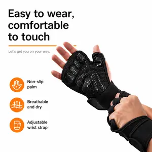 Unisex Weightlifting Gloves with Wrist Wrap Support, Breathable Mesh Full Palm Protection Workout Gloves, Non-Slip Grip for Gym Training, Cycling & Fitness