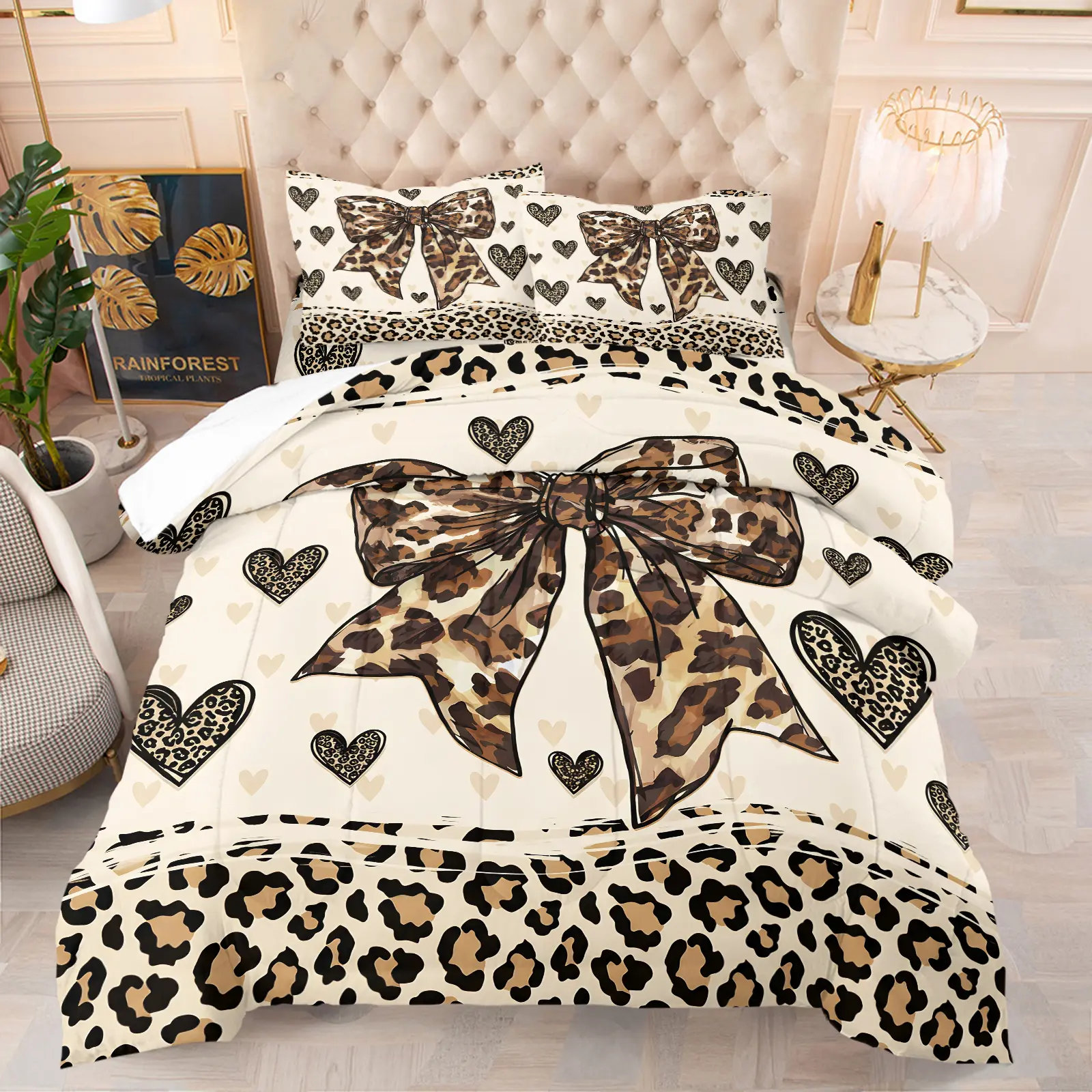 Nordic Minimalist Cow Print Comforter Set, Includes 1-2 Pillowcases, Soft Breathable Fabric, Perfect for Bedroom Decor