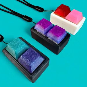 Custom 2 Key Mechanical Keyboard Clicker Keychain – Choose Keycap Color, Base Color & Switch Type – Fidget Toy – Stress Relief - Stim Toy