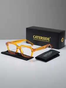 Unisex Fashionable Acetate Frame Glasses, Classic Retro Rectangular Flat Lenses, Lightweight Comfortable for Outdoor Sports Travel Beach Wedding Party Gifts