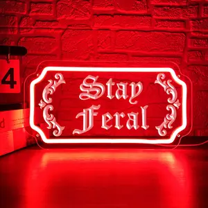 Stay feral neon light, fashionable home bedroom, living room decoration neon light, Led Neon Sign, Led Neon Lights, USB powered, bright and eye-catching, wall art style wall hanging neon