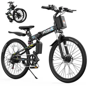 【FLYRUN】Folding Ebike for Adults - 750W Peak Motor, 50-mi Range, 374.4 Wh High-Capacity Battery, 20 MPH Top Speed, Full Suspension System, 7-Speed Drivetrain, Dual Disc Brakes, Dual Shock Absorbers, 4 Riding Modes