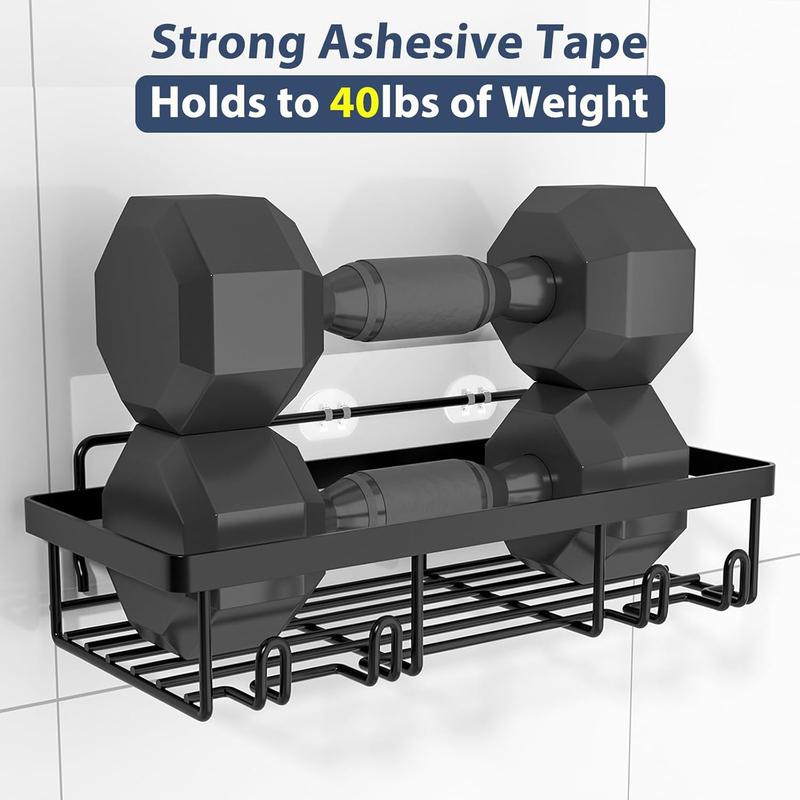 2026 New Year Gift Plan,5 Pack 5-Pack 2-in-1 Bathroom & Kitchen Storage Set-Strong Rack Shelf for Inside Shower Adhesive Bathroom Wall & Kitchen Storage Basket Rustproof Stainless Steel Shampoo Holder Bathroom Accessory Decor Set Black&Pink,New Year Gift