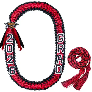 2026 Graduation Leis for Him/Her - Hand-Woven Ribbon Lei and Honor Cord 11-Piece Set, Adjustable DIY Lei with Safety Pins for Class of 2026 Ceremony Gift