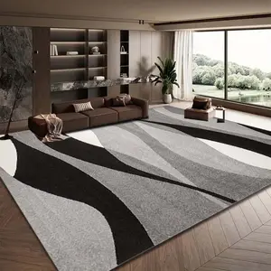 Soft Comfortable Gold Velvet Rug, Modern Simple Design Carpet for Bedroom Kitchen Entryway Living Room Laundry Room Closet Bedside Indoor Mat, Geometric Graphic Rug