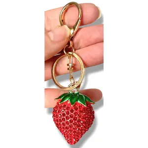 3D Rhinestone Strawberry Bag Charm/Keychain