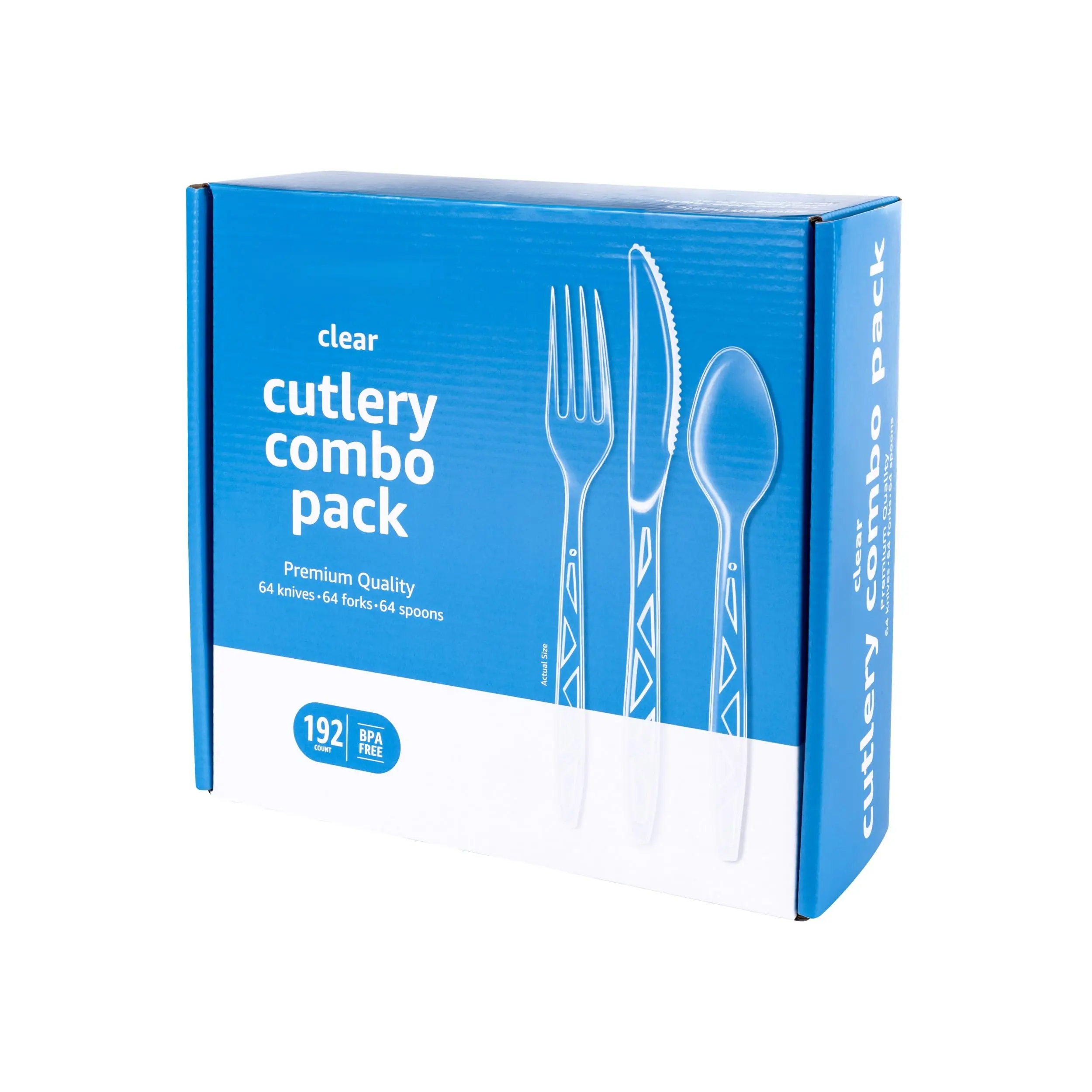 Disposable Clear Plastic Cutlery Set, Premium Quality, Strong, 192 Count, Large Combo Pack Forks, Spoons and Knives