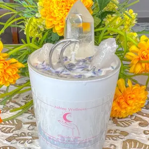 Scented new moon crystal candle, healing properties, perfect gift idea, healing properties,  birthday gift, Room decor,  Decoration’s.