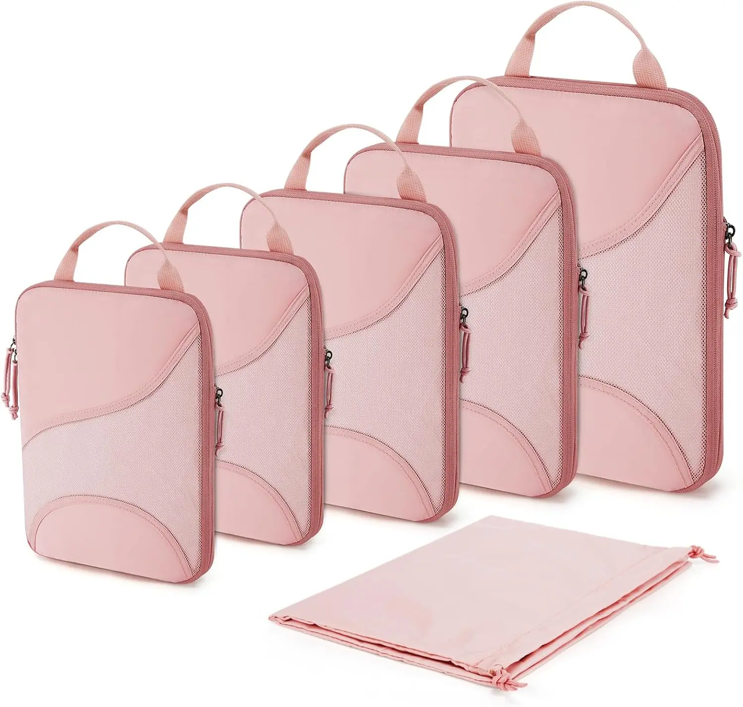 Compression Packing Cubes - 6 Set Travel Packing Cubes for Suitcases, Compression Suitcase Organizers with Shoe BagGift.