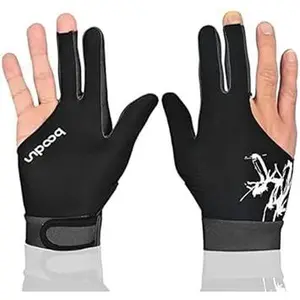 Man Woman Elastic 3 Fingers Gloves for Billiard Carom Pool Snooker Cue Sport, Fits Right or Left Hand 1PCS