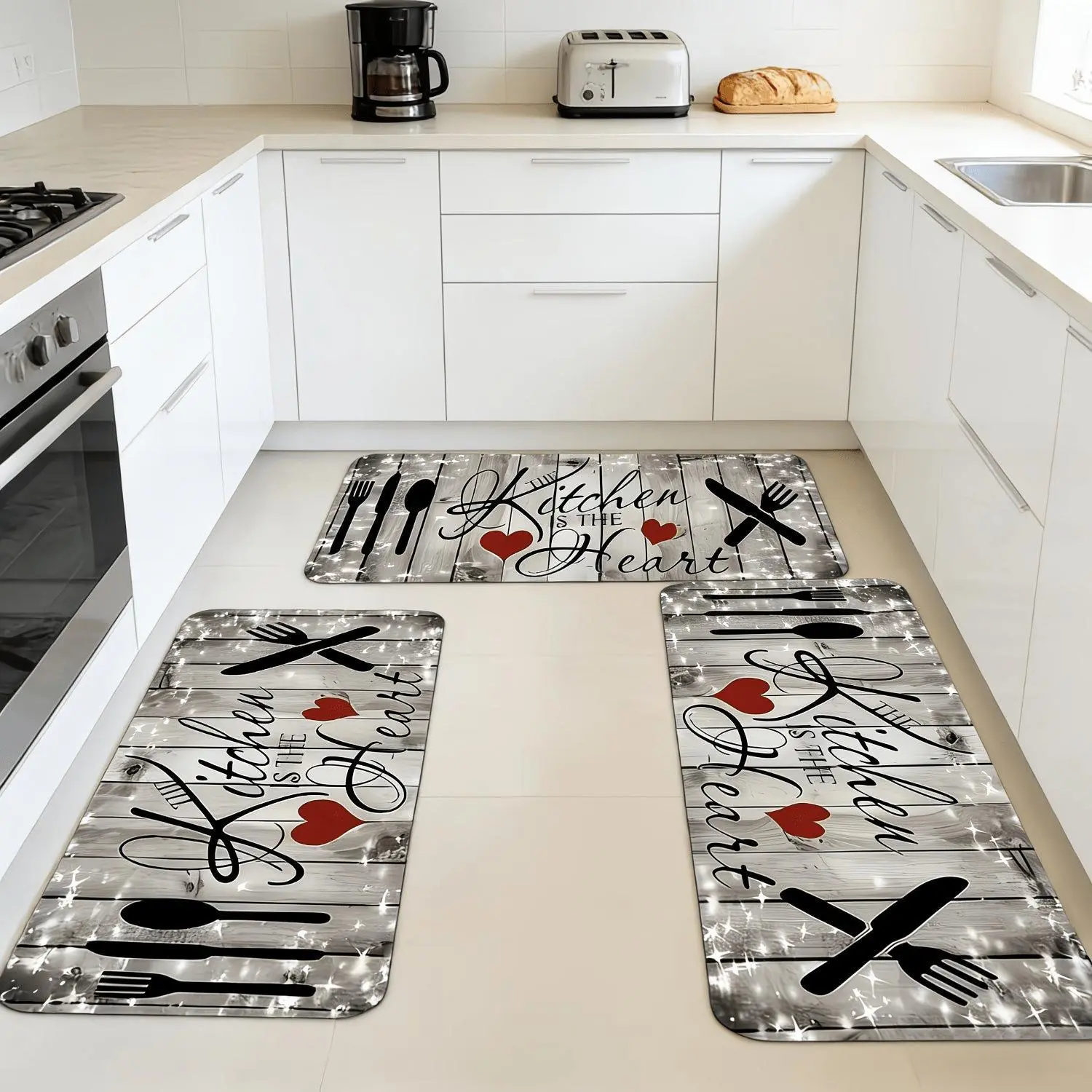 Farmhouse Kitchen Floor Mat Set - Suitable For Comfortable Rural Style Decoration In Kitchens, Bedroom, Living Rooms, Dining Room, And Bathrooms, Holiday Gift, Birthday Gift, Gifts For Friend And Family, Kitchen Accessories, Father'S Day Gift