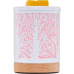 Wax Melts Warmer with 7 Colors LED Changing Light Scent Oil Candle Warmer for  Office-White Wooden Tree