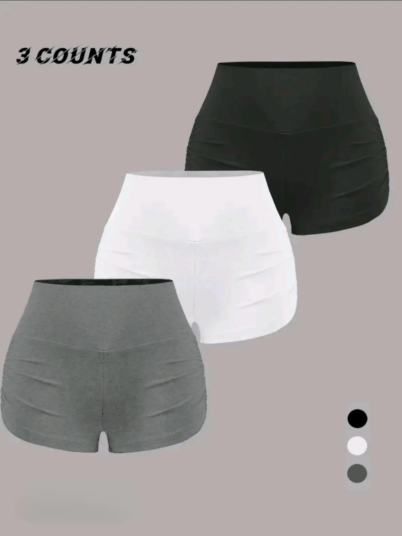 Women's slim shorts three-piece set, side curled design is suitable for home and sports, and slim hip-packing is suitable for warm weather clothing Lightweight Summer Activewear Athleisure Wear Set