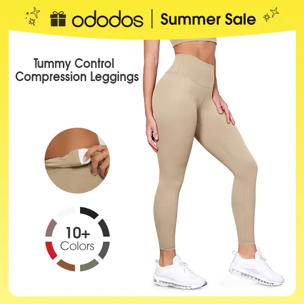 ODODOS Women's odLIFT High-Waist Compression Leggings, Tummy Control Athletic Sportswear with Pockets for Yoga Workouts, 25"/28", Activewear For Fitness