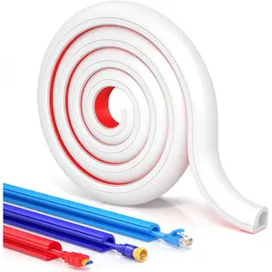 78 in Cord Hider Wall, Wire Covers for Cords  Wall, Flexible  Concealer for  Hider, Self-Adhesive  Wire Hider for TV Powers  Office, W0.59inxH0.39in, White