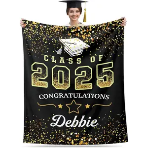 Personalized Graduation Blankets Gifts for Her Him, Class of 2025 Graduation Gifts for Daughter Son, Custom Graduation Blankets with Name, High School College Graduation Gifts, Senior Throw Blanket