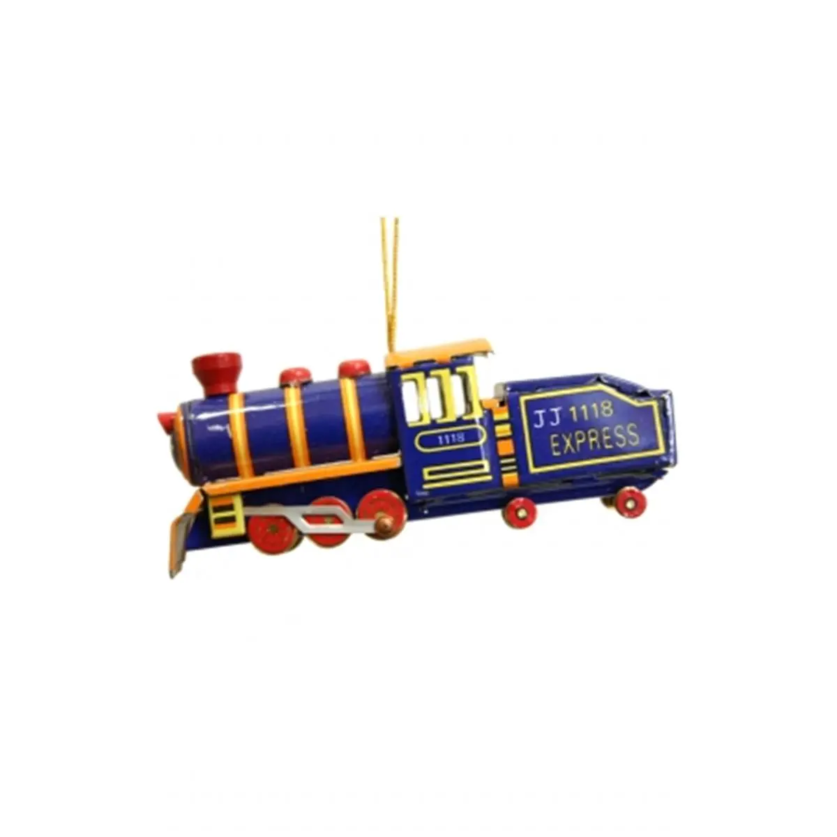 SHAN AT2 Small Size Tin Metal Collectible Ornament - Blue Steam Engine Locomotive Form, Festive Home Decoration Party Supplies