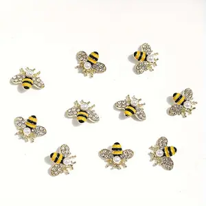 10pcs Bee Nail Art Decorations, Alloy Bee Elements with Rhinestones, Creative DIY Nail Accessories, Various Styles for Nail Art
