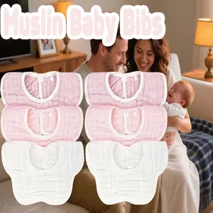 6 Pack Muslin Baby Bibs Soft Adjustable Absorbent Drool Bibs for Boys Girls
