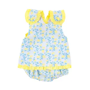 Summer Lemon Floral Popover Set - Sweet 2Pc Outfit for Baby & Toddler Girls