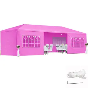 10'x30' Outdoor Canopy Tent Wedding Party Ten with 8 Removable Sidewalls, Waterproof Gazebo Patio Shelter for BBQ Camping Party Cater Events, Pink