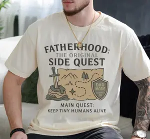 Funny D&D Dad Comfort Color Shirt, Fatherhood Side Quest T-Shirt, Father's Day Gift, Dungeons And Dragons Shirt, Funny RPG Dad Tee