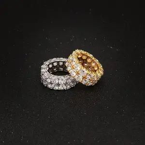 [ICE HUE] Unisex 18K Gold Vacuum Plated Copper Interlocked Stackable Ring with 5A+ Sri Lanka Zircon Accents, Miami-Italy-Mexico & Micro Inspired Luxury Jewelry, Daily Wear & Gift Idea, Classic-Hip Hop-Simple-Sporty Styles, Interlocked Stackable Rings