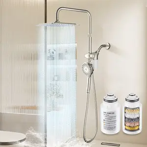 Dual Shower Heads Combo Set, Magnetic Filtered Showerhead, Bathroom High Pressure Rainfall Shower Head and Handle Set with Filter for Hard Water