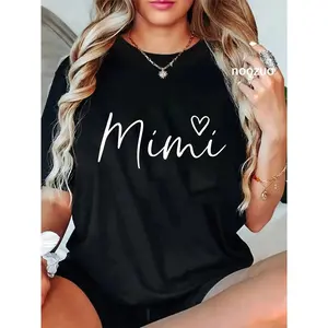 100% Cotton Mimi Gifts For Women Grandma Heart Mother's Day Mimi T-Shirt