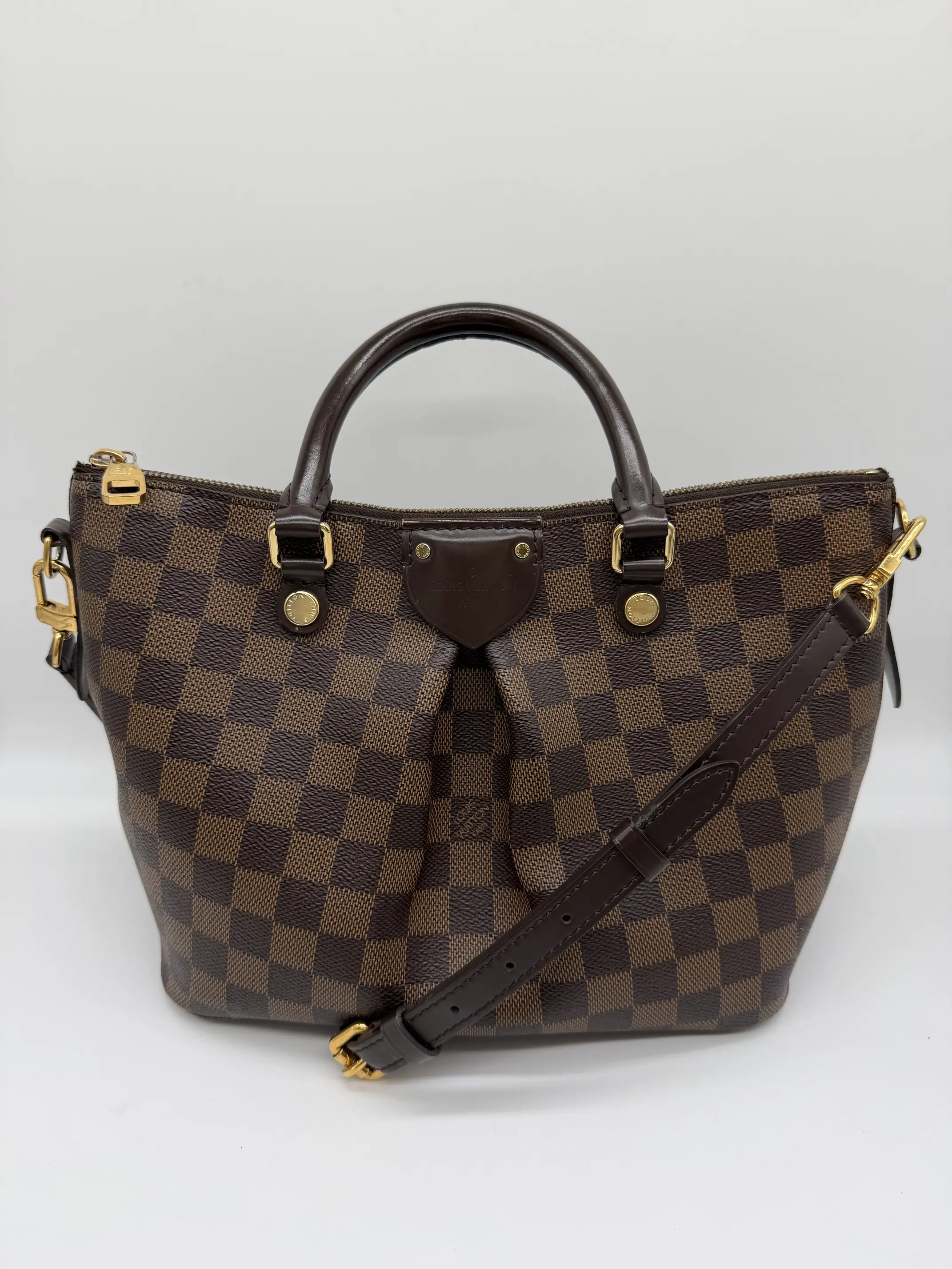 Pre-owned Louis Vuitton Coated Canvas Crossbody Bags Damier Ebene Siena PM Crossbody