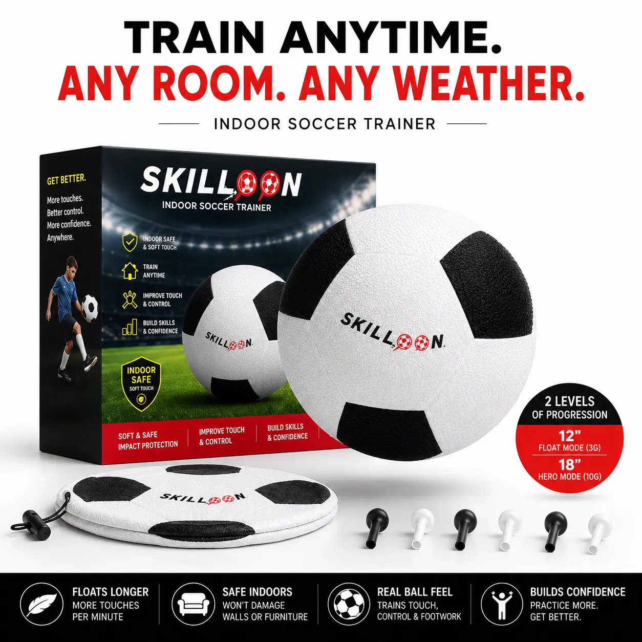 SKILLOON Indoor Soccer Training Ball – Soccer Juggling Trainer for Ball Control, First Touch & Foot Skills Footballequipment