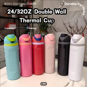 Stainless Steel Large Capacity Insulated Water Bottle, Portable Leak-Proof Sealed Lid, Cold Hot Dual Protection, Sports Coffee Cup